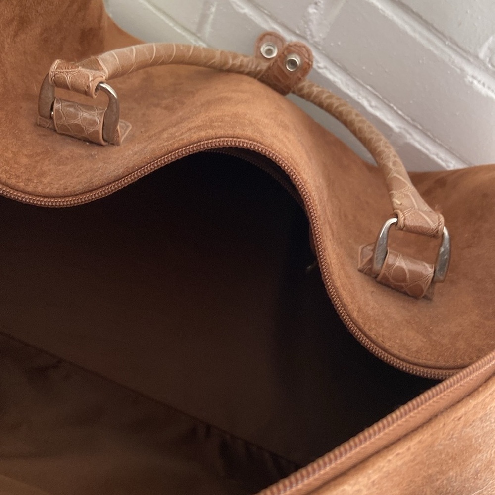like new womens anne klein elegant brown duffle travel overnight bag - Picture 7 of 10